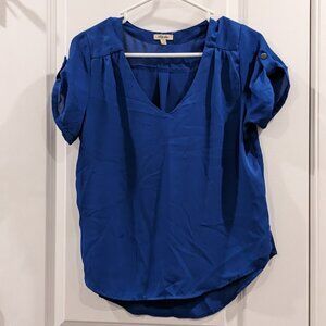Lily Star Roll Tab Sleeve Shirt (Cobalt Blue, Size S)
